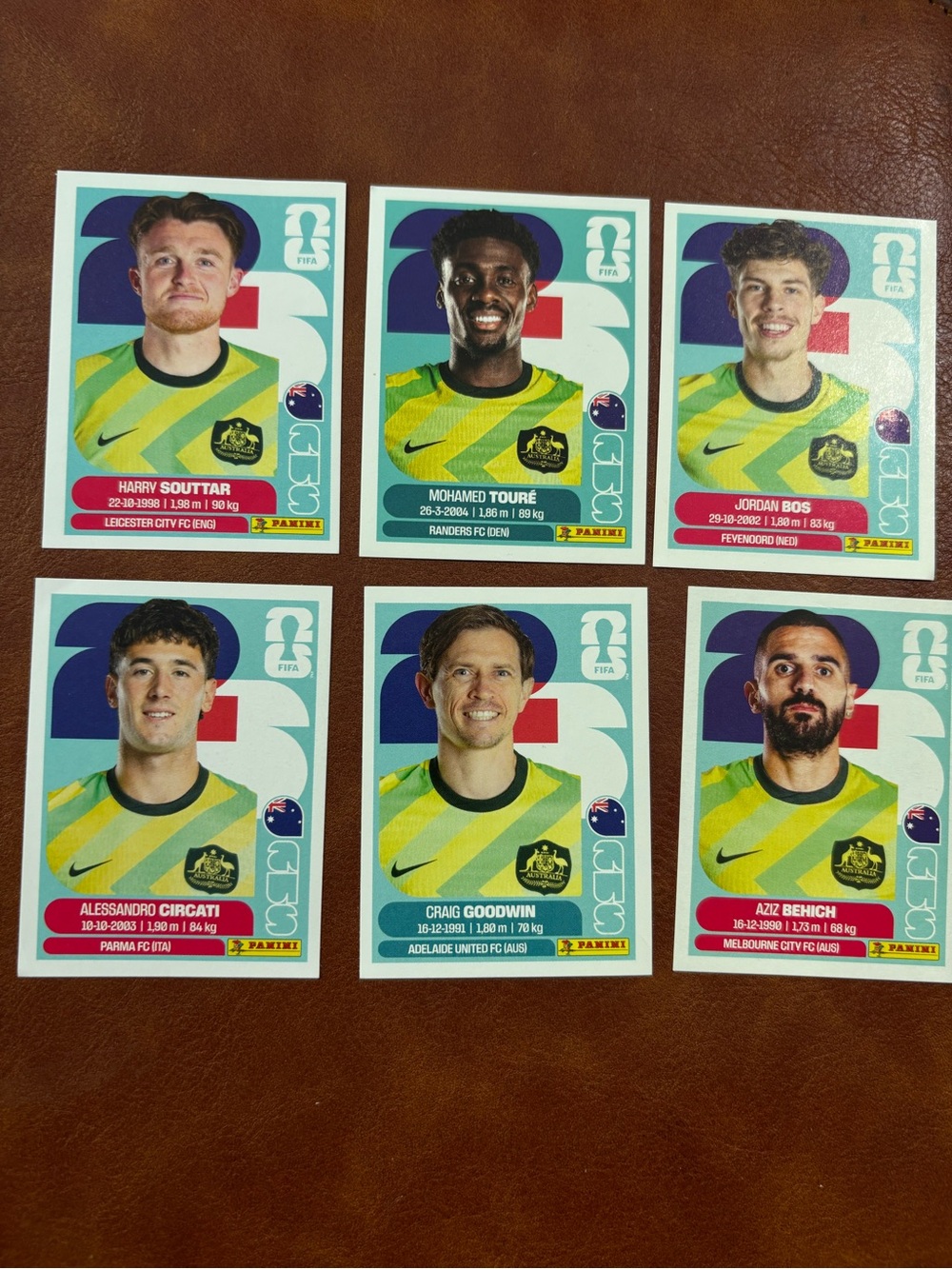 Panini Australian Soccer Stickers - Yellow & Green Jerseys